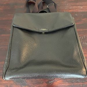 Storksak St. James black leather diaper bag backpack